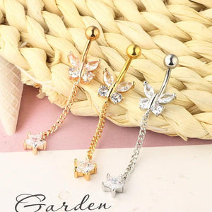 Butterfly Rhinestone Navel Ring