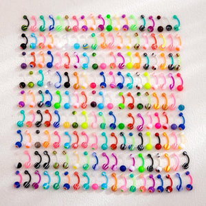 200 Acrylic Belly Button Rings Mix Body Piercing Jewelry