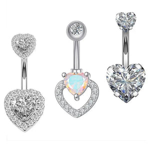 Butterfly Heart Dangled Belly Button Ring Set Crystal CZs Skeleton Hand Ball
