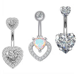 Butterfly Heart Dangled Belly Button Ring Set Crystal CZs Skeleton Hand Ball