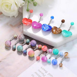 Butterfly Heart Dangled Belly Button Ring Set Crystal CZs Skeleton Hand Ball