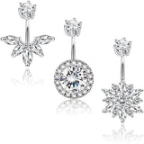 Stainless Steel Flower Belly Piercing Set 14G Butterfly Belly Button Ring