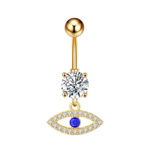 14G Surgical Steel Belly Ring Bee Heart CZ Navel Piercing