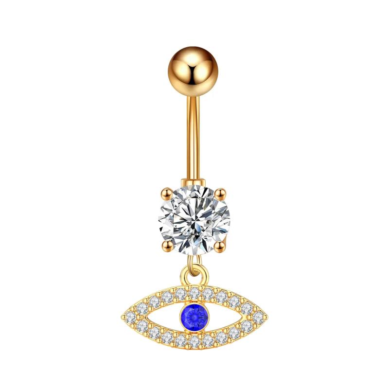 14G Surgical Steel Belly Ring Bee Heart CZ Navel Piercing