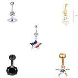 14G Surgical Steel Belly Ring Bee Heart CZ Navel Piercing