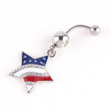 14G Surgical Steel Belly Ring Bee Heart CZ Navel Piercing