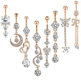 Stainless Steel Flower Belly Piercing Set 14G Butterfly Belly Button Ring