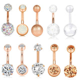 Stainless Steel Flower Belly Piercing Set 14G Butterfly Belly Button Ring