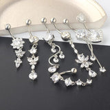 Stainless Steel Flower Belly Piercing Set 14G Butterfly Belly Button Ring