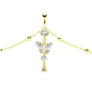 CZ Butterfly Dangling Belly Chain Body Jewelry