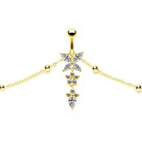 CZ Butterfly Dangling Belly Chain Body Jewelry