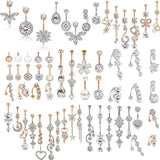 Stainless Steel Flower Belly Piercing Set Butterfly 14G Navel Piercing Bar