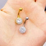 4Pcs Surgical Steel Sun Flower Belly Button Rings Set