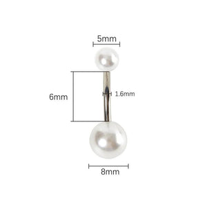 Double End Pearl Navel Ring Stainless Steel Belly Button Ring
