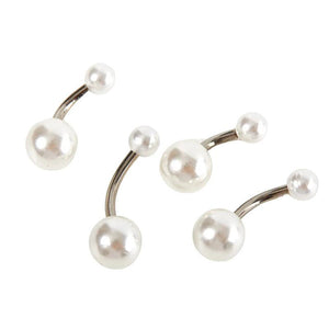 Double End Pearl Navel Ring Stainless Steel Belly Button Ring
