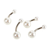 Double End Pearl Navel Ring Stainless Steel Belly Button Ring