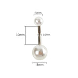 Double End Pearl Navel Ring Stainless Steel Belly Button Ring