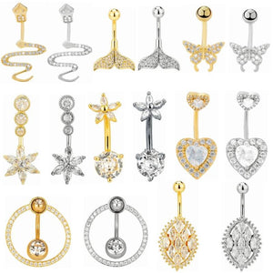 Crystal Zircon Belly Button Rings Stainless Steel Navel Piercing