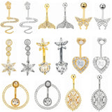 Crystal Zircon Belly Button Rings Stainless Steel Navel Piercing