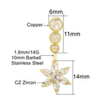 Crystal Zircon Belly Button Rings Stainless Steel Navel Piercing
