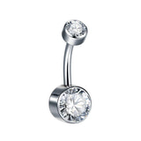1PC Titanium Double Opal Ball Belly Button Piercings 14G CZ Bezel Navel Piercing