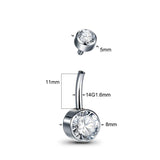 1PC Titanium Double Opal Ball Belly Button Piercings 14G CZ Bezel Navel Piercing