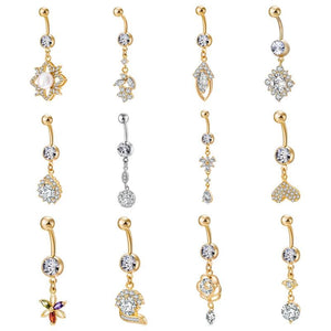 Pearl Zircon Belly Button Ring Surgical Steel Body Jewelry