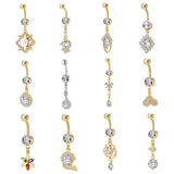 Pearl Zircon Belly Button Ring Surgical Steel Body Jewelry