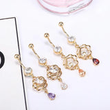 Pearl Zircon Belly Button Ring Surgical Steel Body Jewelry