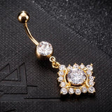 Pearl Zircon Belly Button Ring Surgical Steel Body Jewelry