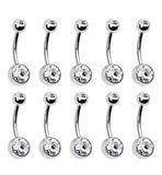 10PCS Surgical Steel Rhinestone Belly Button Piercing Set