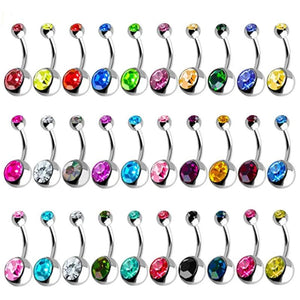 10PCS Surgical Steel Rhinestone Belly Button Piercing Set