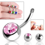 10PCS Surgical Steel Rhinestone Belly Button Piercing Set