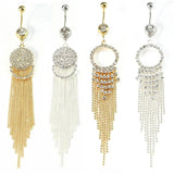 Long Rhinestone Tassel Belly Button Piercing Surgical Steel Navel Piercing