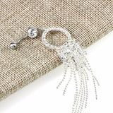 Long Rhinestone Tassel Belly Button Piercing Surgical Steel Navel Piercing