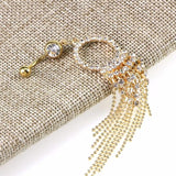 Long Rhinestone Tassel Belly Button Piercing Surgical Steel Navel Piercing
