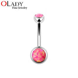 Opal Stone Titanium Belly Button Ring 10mm