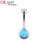 Opal Stone Titanium Belly Button Ring 10mm