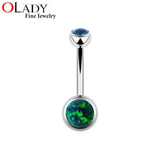 Opal Stone Titanium Belly Button Ring 10mm