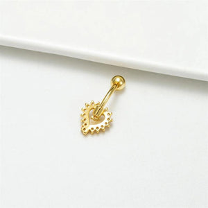 Crystal Love Heart Navel Piercing 14G Stainless Steel Belly Button Jewelry