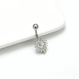 Crystal Love Heart Navel Piercing 14G Stainless Steel Belly Button Jewelry