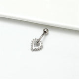 Crystal Love Heart Navel Piercing 14G Stainless Steel Belly Button Jewelry
