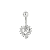 Crystal Love Heart Navel Piercing 14G Stainless Steel Belly Button Jewelry