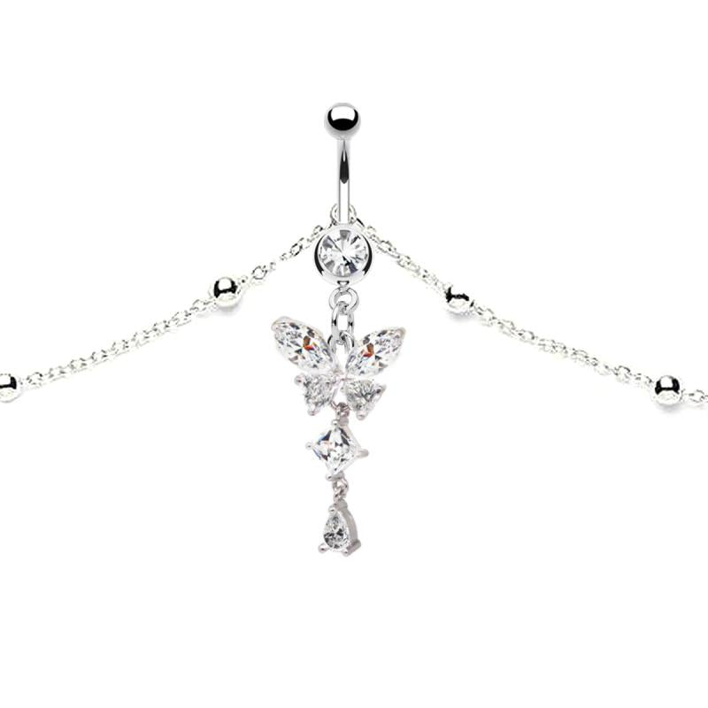 CZ Butterfly Dangling Belly Chain Body Piercing Jewelry