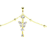 CZ Butterfly Dangling Belly Chain Body Piercing Jewelry