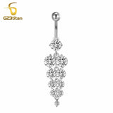 Rhonestone Grapes Pendant Belly Piercing Ring G23 Titanium Dangle