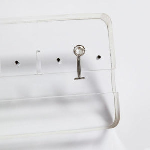 F136 Titanium 14G Petal Shaped CZ Belly Button Curved Rod Belly Ring