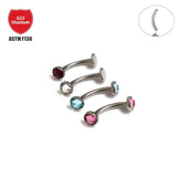 F136 Titanium 14G Petal Shaped CZ Belly Button Curved Rod Belly Ring