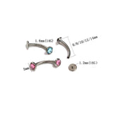 F136 Titanium 14G Petal Shaped CZ Belly Button Curved Rod Belly Ring
