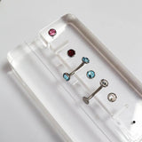 F136 Titanium 14G Petal Shaped CZ Belly Button Curved Rod Belly Ring